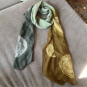 Vintage Shibori Ombré Green Sheer Scarf‎